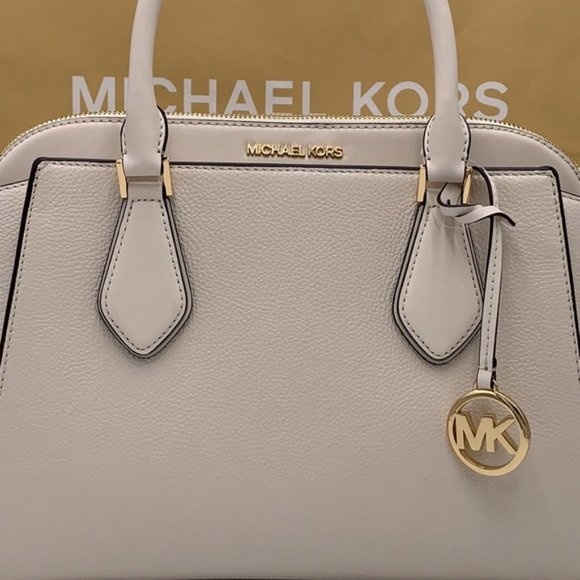 Michael Kors Daria Large Satchel Bag Leather Light Cream - Picture 6 of 15